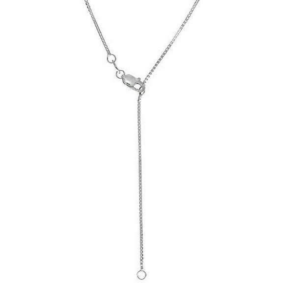 JewelStop 14k Solid White Gold 0.8mm Box Chain Extendable & Adjustable Lobster Lock 16-18 Inches, 2gr.