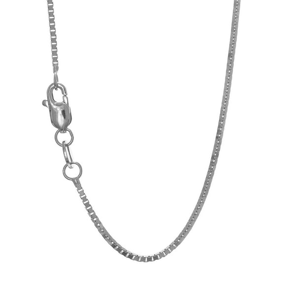 JewelStop 14k Solid White Gold 1.1 Mm Box Chain Necklace, Lobster Claw Clasp - 18"