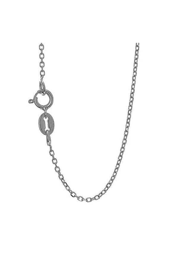 JewelStop 14k Solid White Gold 1.1 mm Cable Chain Necklace, Spring Ring Clasp-13 Inches, 1.2gr.