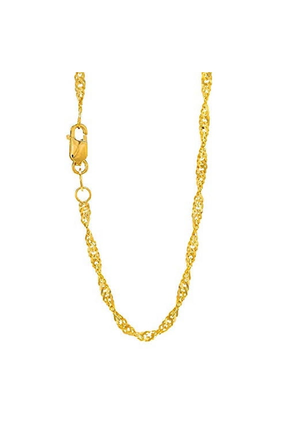 JewelStop 14k Solid White Gold 1.5 mm Singapore Chain Necklace, Lobster Claw-16 Inches, 1.4gr.