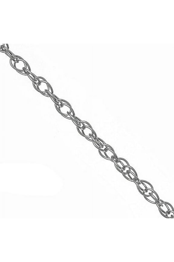 JewelStop 14k Solid White Gold Diamond-cut Carded Lite 0.4mm Cable Rope Chain Necklace, Spring Ring - 16 Inches
