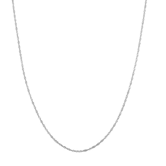 JewelStop 14k Solid White Gold Singapore Pendant Chain Necklace 24 inches 1.5 mm