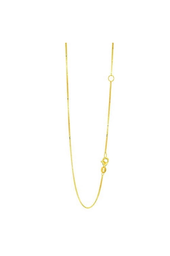 JewelStop 14k Solid Yellow Gold 0.8mm Box Chain With Extendable & Adjustable, Lobster Clasp- 20 Inches, 2.3gr.