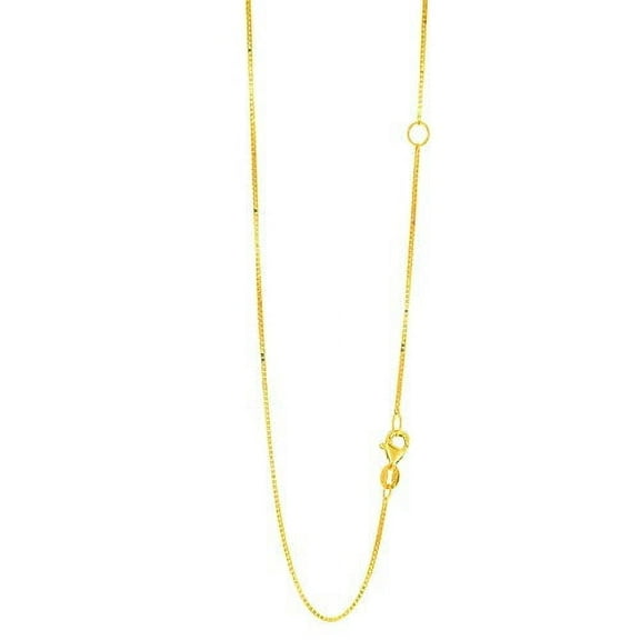 JewelStop 14k Solid Yellow Gold 0.8mm Box Chain With Extendable & Adjustable, Lobster Clasp- 20 Inches, 2.3gr.