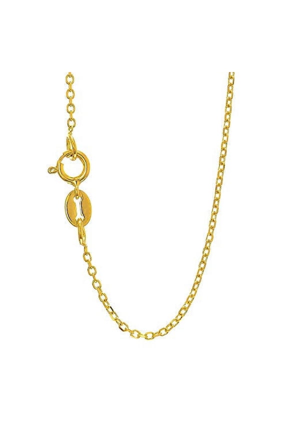 JewelStop 14k Solid Yellow Gold 1.1 mm Cable Chain Necklace, Spring Ring Clasp - 16 Inches, 1.4gr.