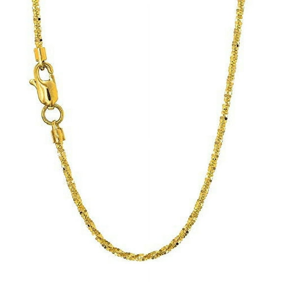 JewelStop 14k Solid Yellow Gold 1.1 mm Sparkle Chain Necklace, Lobster Claw Clasp - 20 Inches, 2.09gr.