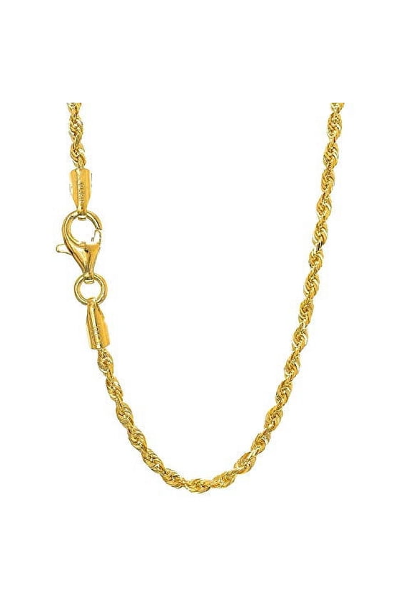 JewelStop 14k Solid Yellow Gold 1.25 mm Diamond-cut Rope Chain, Lobster Claw Clasp - 16 Inches, 2.6gr.