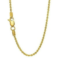 JewelStop 14k Solid Yellow Gold 1.3 mm Rope Chain Necklace, Lobster Claw Clasp - 16 Inches, 2.6gr.