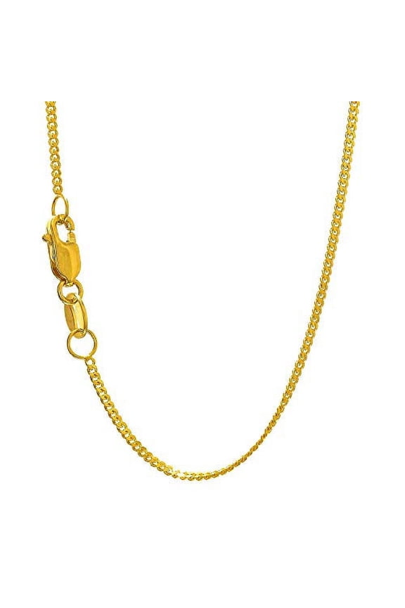 JewelStop 14k Solid Yellow Gold 1.5 mm Gourmette Chain Necklace, Lobster Claw Clasp - 16 Inches, 3gr.