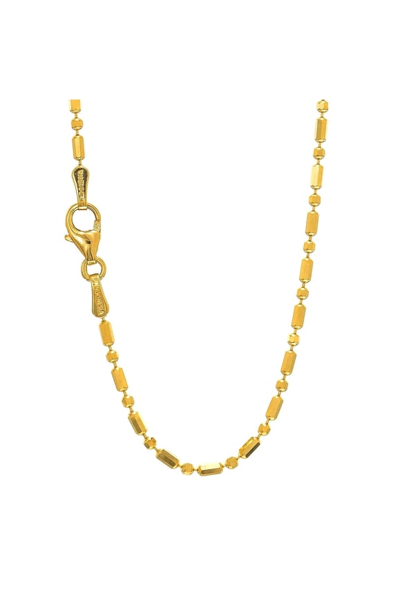 JewelStop 14k Solid Yellow Gold 1.5Mm Bar Bead Ball Chain Necklace 18"