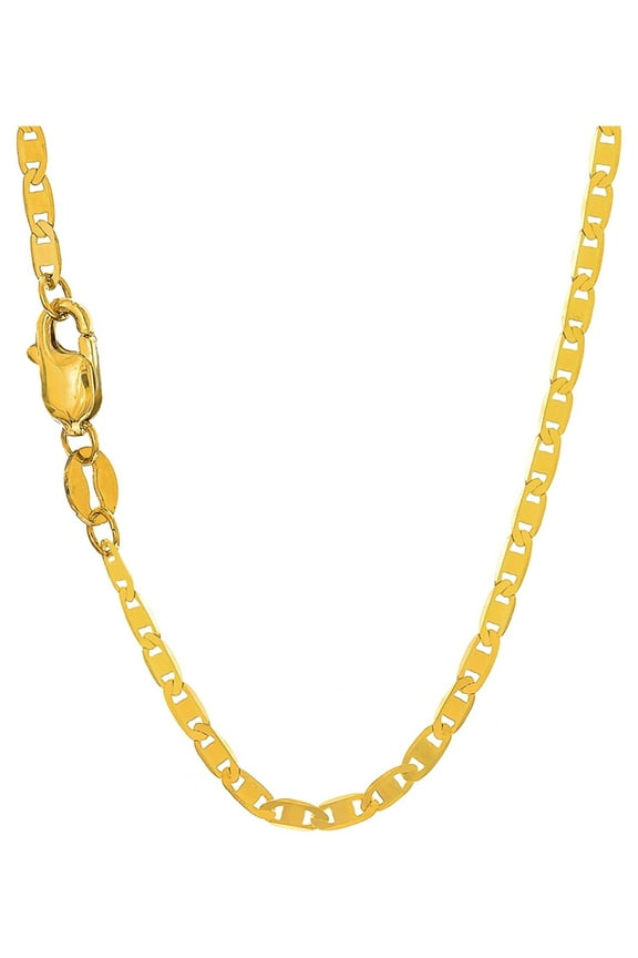 JewelStop 14k Solid Yellow Gold 1.7 mm Mariner Chain Necklace - 18"