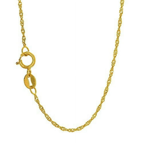 JewelStop 14k Solid Yellow Gold 1.7 mm Singapore Chain Necklace, Spring Ring Clasp-20 Inches, 2.6gr.