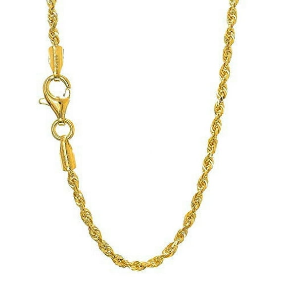 JewelStop 14k Solid Yellow Gold 1.9 mm Diamond-cut Rope Chain, Lobster Claw Clasp - 18 Inches, 5.1gr.