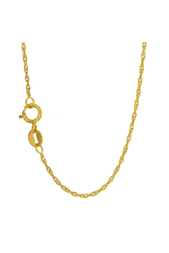JewelStop 14k Solid Yellow Gold 1 mm Singapore Chain Bracelet, Spring Ring Clasp-7 Inches