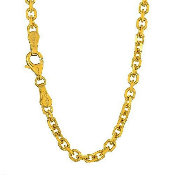 JewelStop 14k Solid Yellow Gold 2.3 mm Cable Chain Necklace, Lobster Claw Clasp-16 Inches, 4.3gr.