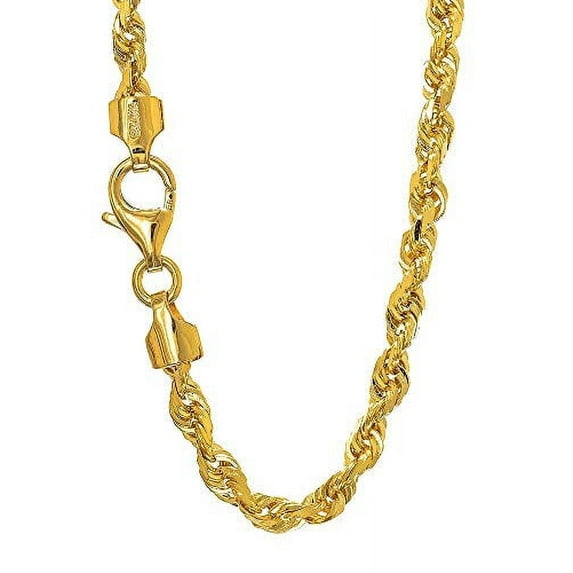 JewelStop 14k Solid Yellow Gold 3.7 mm Rope Chain Bracelet, Lobster Claw Clasp-7 Inches, 7.6gr.