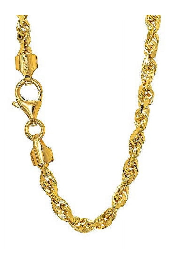 JewelStop 14k Solid Yellow Gold 3.7 mm Rope Chain Bracelet, Lobster Claw Clasp-8 Inches, 8.6gr.