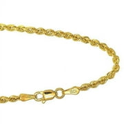 KARAT RUSH JewelStop 14k Solid Yellow Gold 3 mm Rope Chain Bracelet, Lobster Claw Clasp- 8 Inches, 7.4gr.