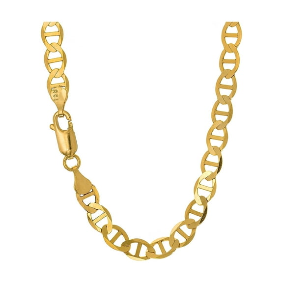 JewelStop 14k Solid Yellow Gold 4.5mm Mariner Chain Necklace, Lobster Claw-20"