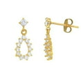 thumbnail image 1 of JewelStop 14k Solid Yellow Gold CZ Teardrop Dangle Stud Post with Push Back Earrings, 1 of 3