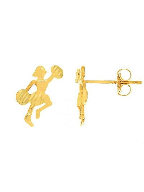 JewelStop 14k Solid Yellow Gold Cheerleader Pom Poms Stud Earrings