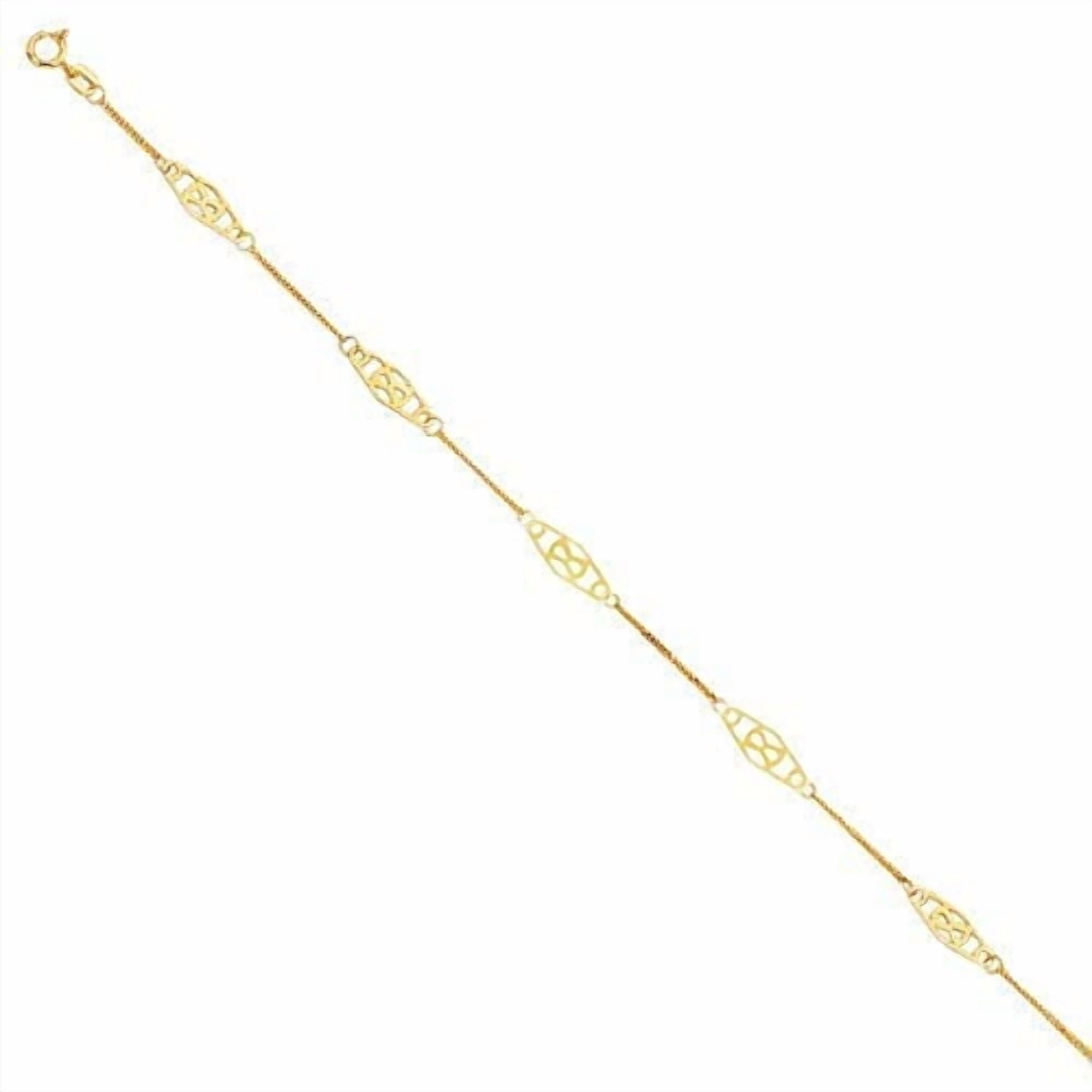 JewelStop 14k Solid Yellow Gold Infinity Anklet Bracelet, Spring Ring - 10 Inches, 1.4gr.