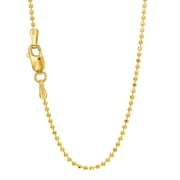 JewelStop 14k Solid Yellow Or White Gold 1.2mm Diamond-Cut Bead Ball Chain 16" 18" 20"