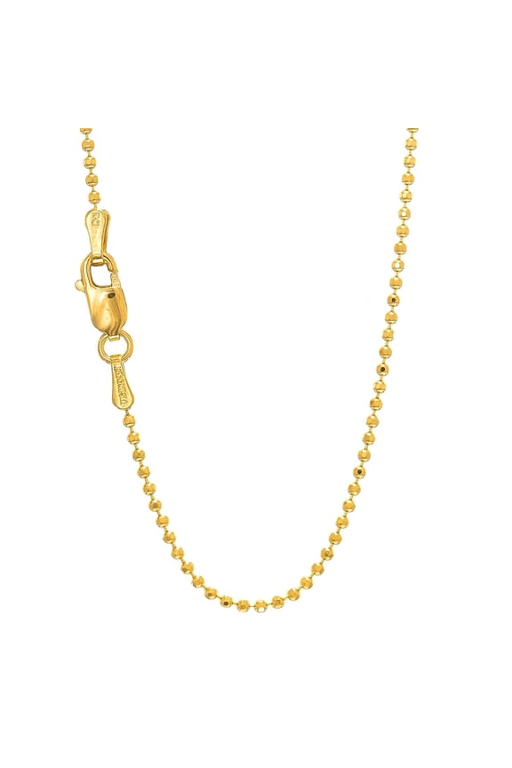JewelStop 14k Solid Yellow Or White Gold 1.2mm Diamond-Cut Bead Ball Chain 16" 18" 20"