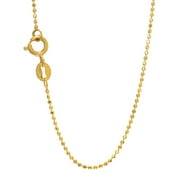 JewelStop 14k Solid Yellow Or White Gold 1mm Diamond-Cut Bead Ball Chain 16" 18" 20"