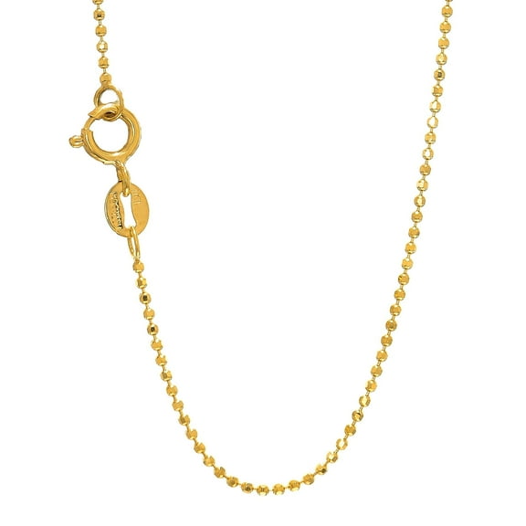 JewelStop 14k Solid Yellow Or White Gold 1mm Diamond-Cut Bead Ball Chain 16" 18" 20"