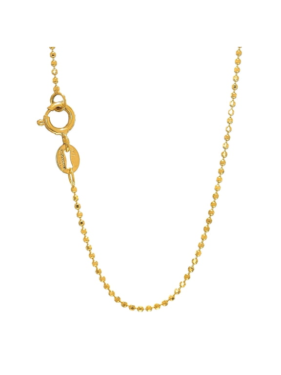 JewelStop 14k Solid Yellow Or White Gold 1mm Diamond-Cut Bead Ball Chain 16" 18" 20"
