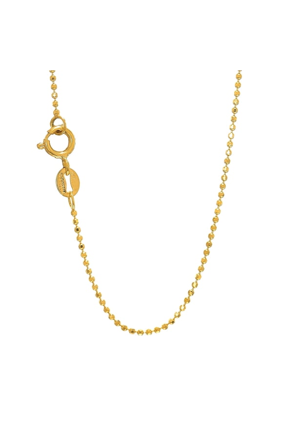 JewelStop 14k Solid Yellow Or White Gold 1mm Diamond-Cut Bead Ball Chain 16" 18" 20"
