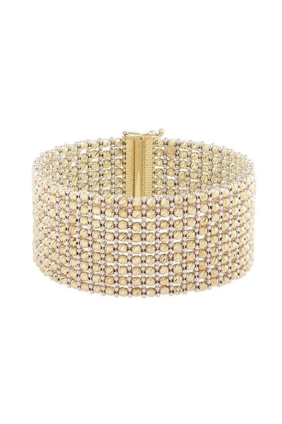 JewelStop 14k Two-Tone Gold Diamond Cut Finish 26mm Large Red Carpet Bracelet with Slide with Double Figure 8 Clasp - 7"