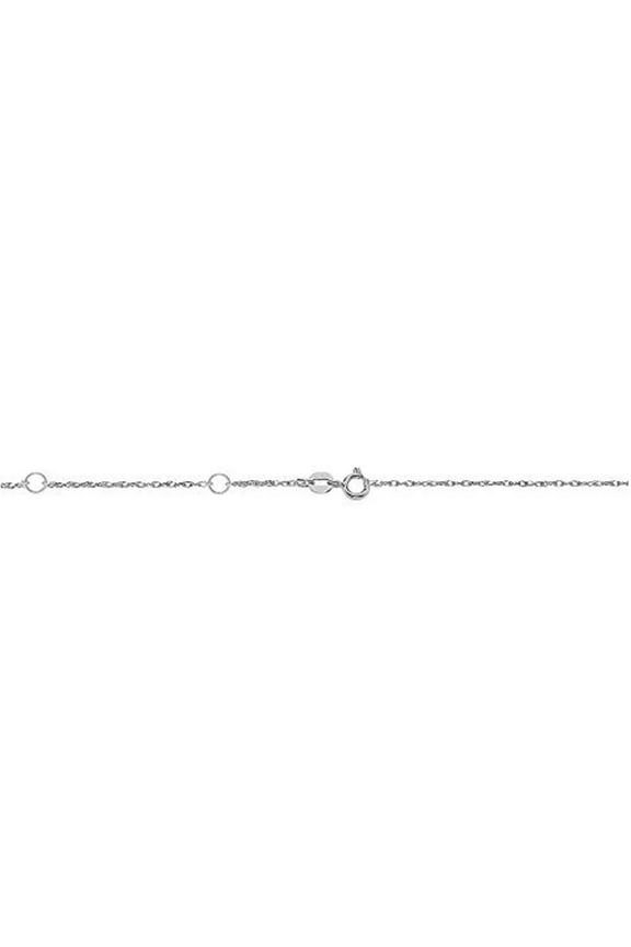 JewelStop 14k White Gold 0.5mm Extendable Loose Rope Chain Necklace, Spring Ring 16-18 inches