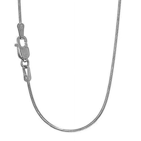 JewelStop 14k White Gold 0.9 mm Round Snake Chain Necklace, Lobster Claw Clasp - 18 Inches, 3.8gr.