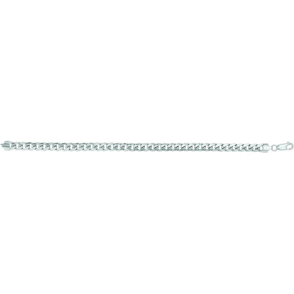 JewelStop 14k White Gold 6.8Mm Miami Cuban Curb Chain Necklace, Lobster Claw - 24"