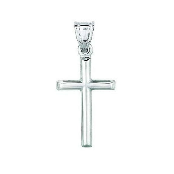 JewelStop 14k White Gold High Polished Semi-Solid Cross Pendant New