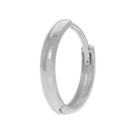 JewelStop 14k White Gold Single Huggie Hoop Hinged Men's Earring - 2x13mm