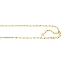 JewelStop 14k Yellow Gold 1.1 mm Adjustable Singapore Chain 22" w/Lobster Claw Clasp