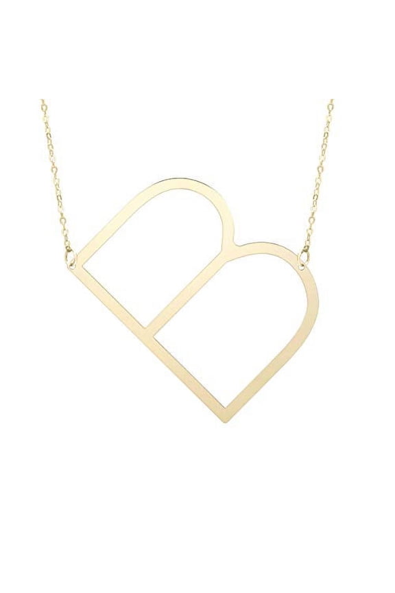 JewelStop 14k Yellow Gold 15mm Polished Initial-B Pendant on JewelStop 14k Gold 18" 0.8mm Extendable Classic Cable Chain