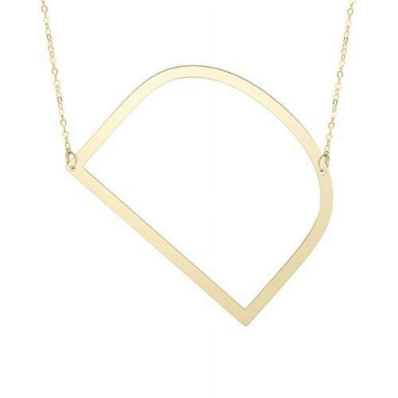 JewelStop 14k Yellow Gold 15mm Polished Initial-D Pendant on JewelStop 14k Gold 18" 0.8mm Extendable Classic Cable Chain