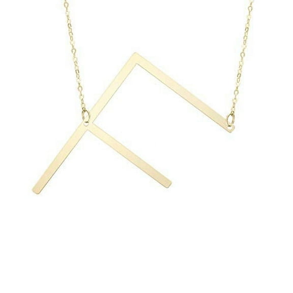 JewelStop 14k Yellow Gold 15mm Polished Initial-F Pendant on JewelStop 14k Gold 18" 0.8mm Extendable Classic Cable Chain