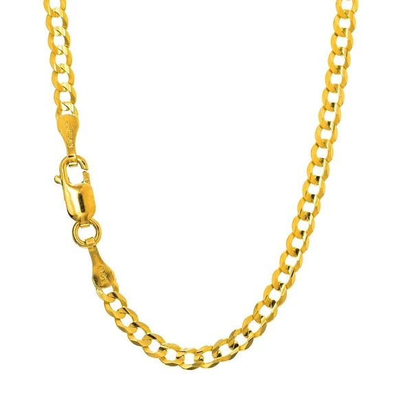 JewelStop 14k Yellow Gold 18in 2.6mm Comfort Curb Chain with Lobster Clasp