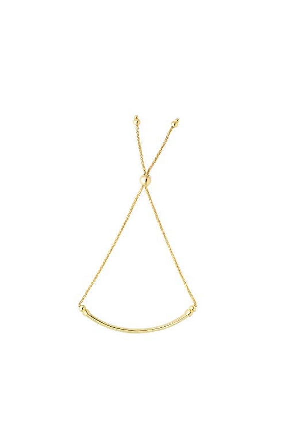 JewelStop 14k Yellow Gold 1mm Diamond Cut Round Spiga Wheat Shiny Curved Bar Element Adjustable Bracelet, 2.8gr.