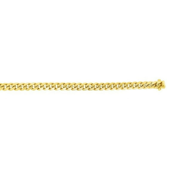 JewelStop 14k Yellow Gold 3.2mm Classic Miami Cuban Chain Bracelet with Box Clasp - 7 Inches, 6.54gr.