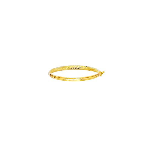 JewelStop 14k Yellow Gold 4.3mm Engraved Bangle Bracelet - 5.5