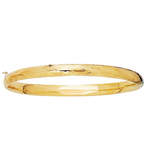 JewelStop 14k Yellow Gold 4 mm Engraved Bangle 5.5", 3.3gr.