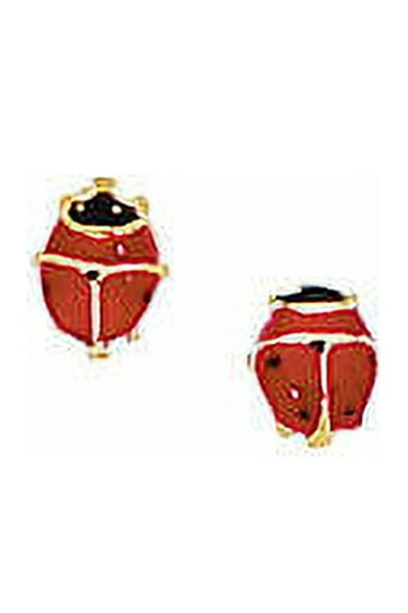 JewelStop 14k Yellow Gold 5X6Mm LadyBug Lady Bug Stud Earrings