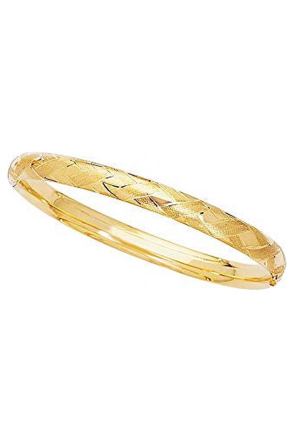 JewelStop 14k Yellow Gold 6 mm Engraved Design Bangle - 7 Inches, 6.4gr.