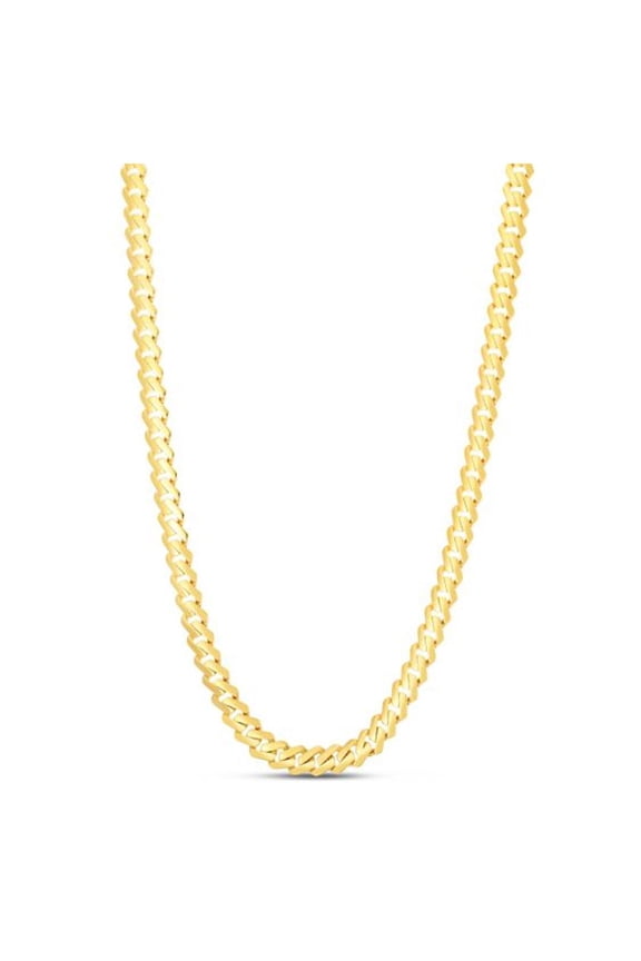 JewelStop 14k Yellow Gold 8mm Finish High Polished Monaco Edge Necklace, Box with Both Side Push Clasp - 22 Inches
